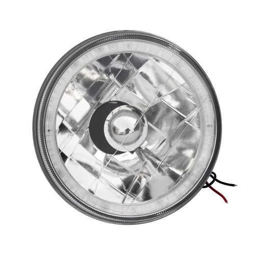 5-3/4"Inch Round LED Red Halo Style Halogen Crystal Clear Headlights Angel Eye