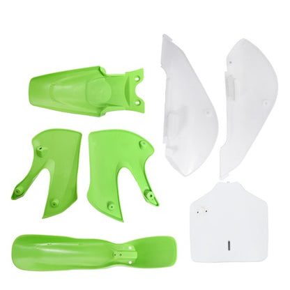Solid Spare Plastic Fender Fairing Kit Green&White For KX 65 KLX 110 KLX110 DRZ110