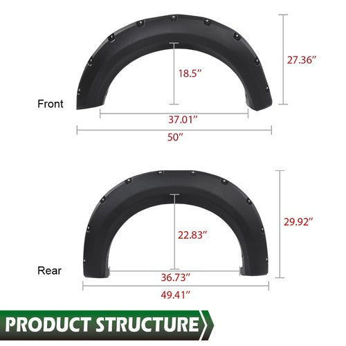 Solid Spare Wheel Fender Flares Fit For 2009-2014 Ford F150 F-150 Pocket Rivet Style Bolt on