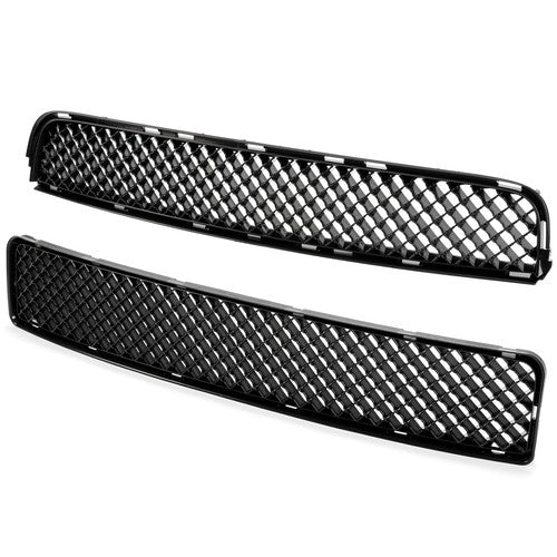 Solid Spare For 2005-2010 Scion tC Black ABS Front Upper and Lower Hood Grille Mesh Grill