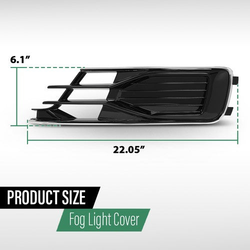 Solid Spare Front Bumper Fog Light Cover Grille Black & Chrome Fit For 2014-2018 Audi A6 C7
