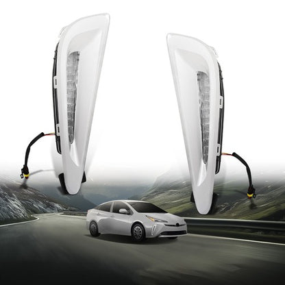 Solid Spare Fit For 2019-2022 Toyota Prius LED Running Lights DRL w/ Silver Bezel Wire