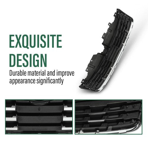Solid Spare Fit For 2009-2010 Subaru Forester Front Upper Bumper Grille Grill Black Chrome