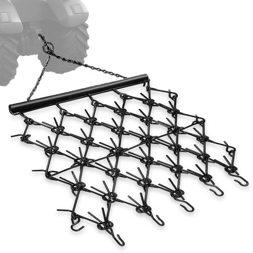 Solid Spare Steel Drag Harrow 4X4FT Heavy Duty Chain For ATV UTV Tractor Leveling Grading