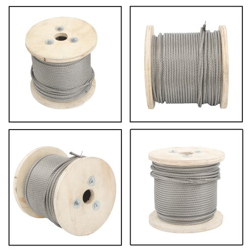Solid Spare 3/16" 7x19 Stainless Steel Cable - 250FT T304 Wire Rope 3700lb Fracture Strength