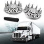 Solid Spare For Semi Truck Wheel Cover 33mm Nut Covers Front Hub Cover Set Silver Spiked
