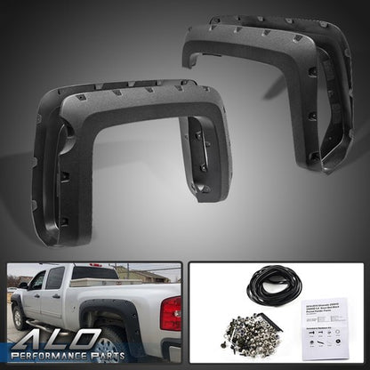 Solid Spare Pocket Rivet Style Fender Flares Fit For 2014-2018 Silverado 1500 5.8' Short Bed