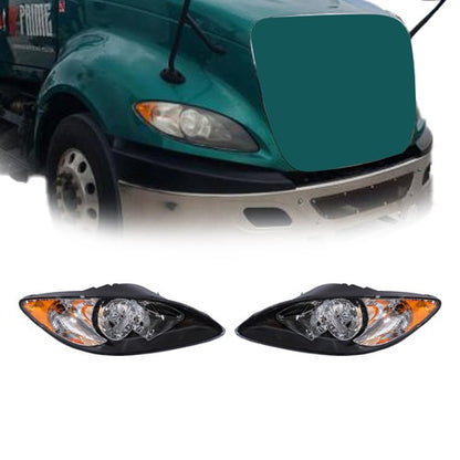 Solid Spare International ProStar Black Housing Projector Headlights Pairs For 2008-2016