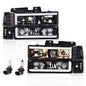 Solid Spare LED DRL Headlights+Bumper Lamps Black Fit For 94-98 GMC C/K Sierra Suburban