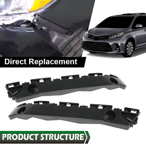 Solid Spare Fit For 2011-2020 Toyota Sienna Front Bumper Cover Retainer Brackets Pair