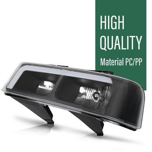 Solid Spare LED Tube Headlights Black Fit For 2003-2023 Chevrolet Express GMC Savana Van