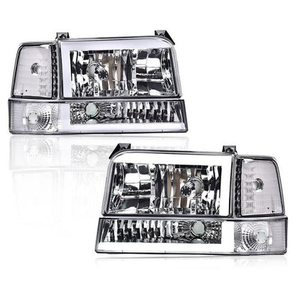 Solid Spare Fit For 1992-1996 Ford F150 F250 F350 LED DRL Headlights Corner/Bumper Lamps