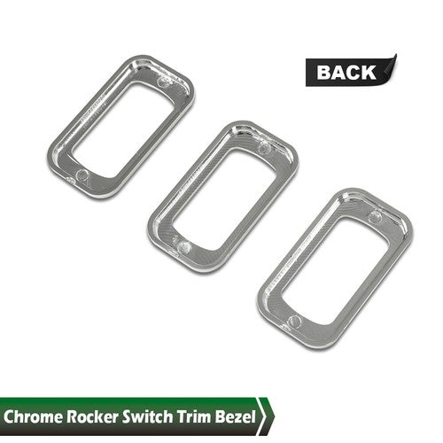 Solid Spare 3pcs Chrome Rocker Switch Trim Bezel Fit For Peterbilt Kenworth Freightliner