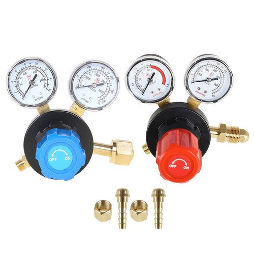 Solid Spare Oxygen CGA-540 Acetylene CGA-510 Regulators 2 PC Dual Welding Gas Gauges