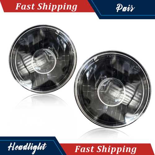 Pair 7" Inch Round Clear Lens Chrome Projector Headlights Headlamps Left Right