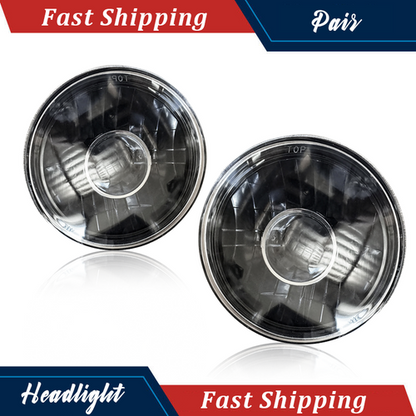 Pair 7" Inch Round Clear Lens Chrome Projector Headlights Headlamps Left Right