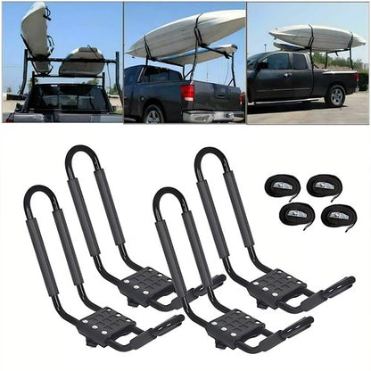 Solid Spare 2 Pairs Kayak Roof Rack Carrier Boat Ski Surf Roof Mount Car Cross J-Bar Rack