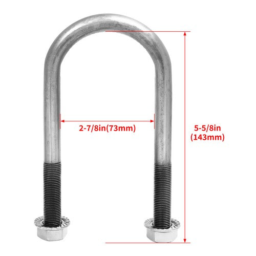 Solid Spare New Trailer U Bolt Kit For 2 Inch Axle Tube 6 Inch Long Set Of 4 Bare Metal