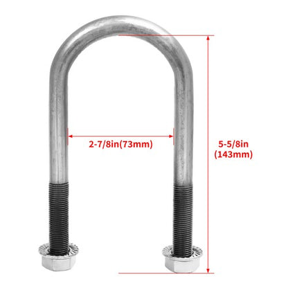 Solid Spare New Trailer U Bolt Kit For 2 Inch Axle Tube 6 Inch Long Set Of 4 Bare Metal