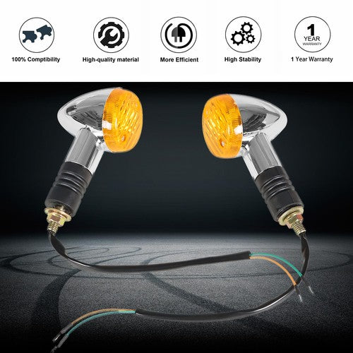 Solid Spare 2x Front Rear Turn Signal Blinker Indicator Light Motorcycle Amber Chrome NEW