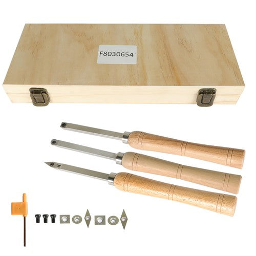 Solid Spare Carbide Woodturning Tool Mini Size 3 Piece Set Includes Diamond Shape Round NEW