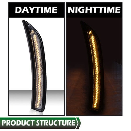 Solid Spare Smoke Lens LED Front Side Marker Lights Fit For 15-17 Chrysler 200 Left+Right