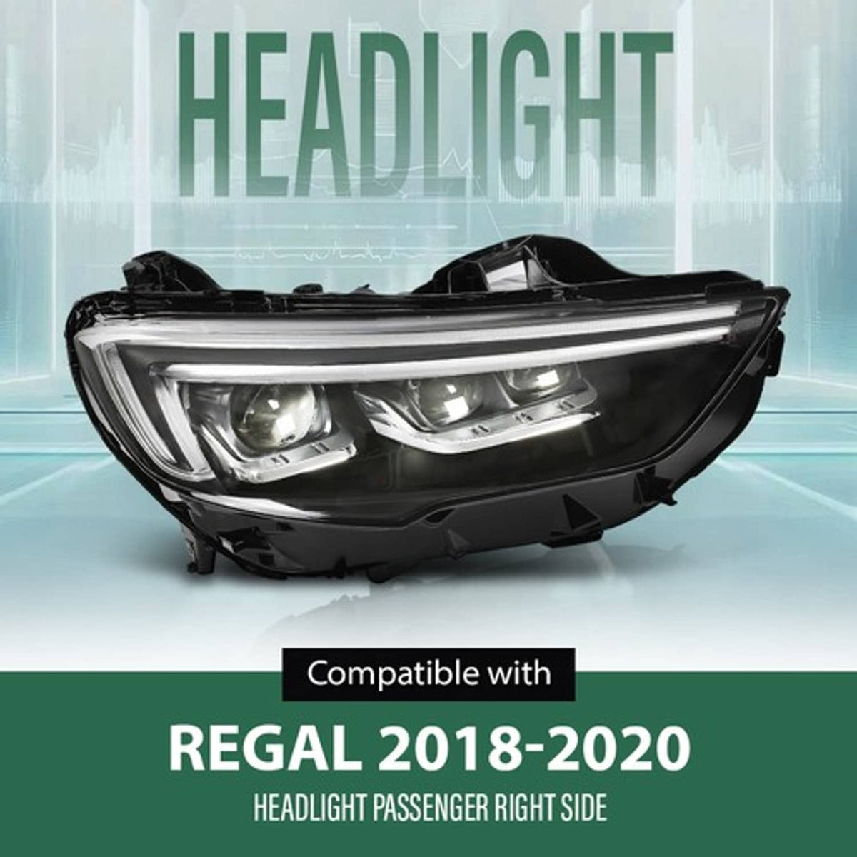 Solid Spare Full LED Headlight Assembly Right Fit For 2018-2020 Buick Regal w/o LED Module