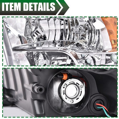 Solid Spare Chrome Quad Amber Headlights For 2009-2018 Dodge Ram 1500 2500 3500 Headlamps