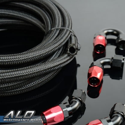 Solid Spare New 5M 6AN Black Nylon Braided Oil Fuel Hose Line & Adapter End Fittings