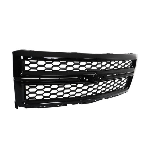 Solid Spare Black Plastic For Chevrolet Silverado 1500 2014-2015 Front Upper Grille Gloss