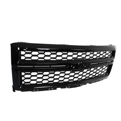 Solid Spare Black Plastic For Chevrolet Silverado 1500 2014-2015 Front Upper Grille Gloss