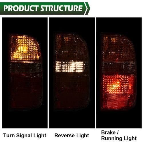Solid Spare Pair Tail Lights Brake Lamps Assembly w/ Bulbs Fit For 2001-2004 Toyota Tacoma