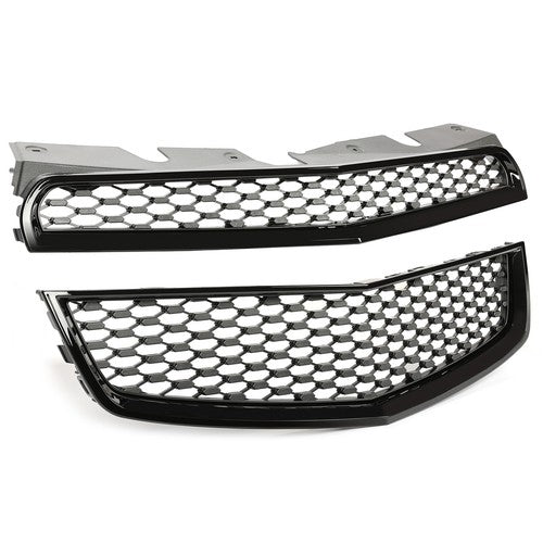 Solid Spare Black Front Upper & Lower Bumper Grille Honeycomb Style For 10-15 Chevy Equinox