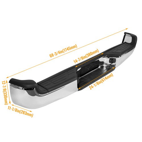 Solid Spare Chrome For Toyota Tacoma Pickup 2005-2015 Rear Bumper Assembly Steel With light