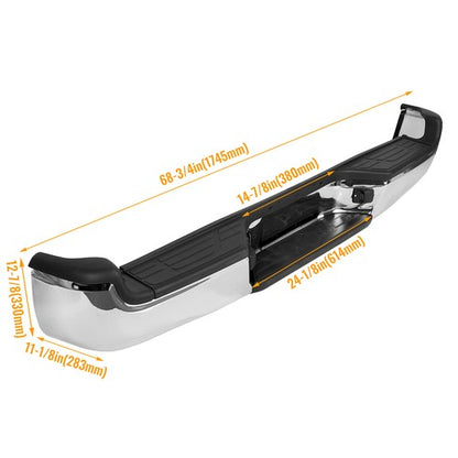 Solid Spare Chrome For Toyota Tacoma Pickup 2005-2015 Rear Bumper Assembly Steel With light