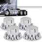Solid Spare New 4pcs Rear Wheel Axle Hub Covers Semi Truck Silver Hubcaps Kits 33MM Lug Nuts