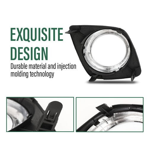 Solid Spare Fit For 2009-2012 Toyota RAV4 Front Bumper Fog Light Bezel Lamp Trim Left+Right