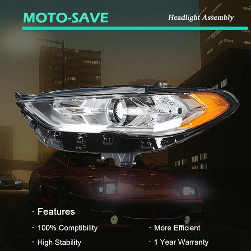 Solid Spare Driver Left Side Headlight Assembly W/LED DRL Chrome For Ford Fusion 2017-2019