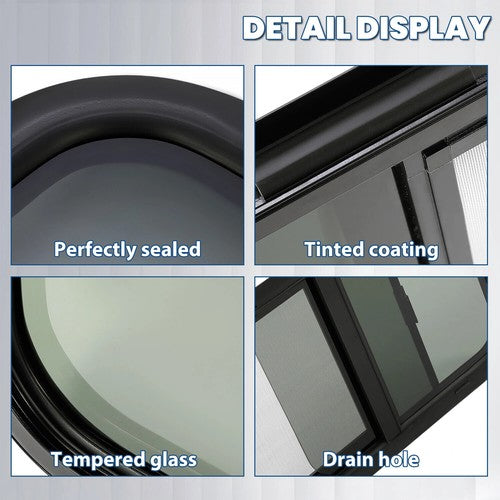 Solid Spare 24" x 15" For Camper Cargo Trailer Slider RV Window W/ Trim Ring Screen Black