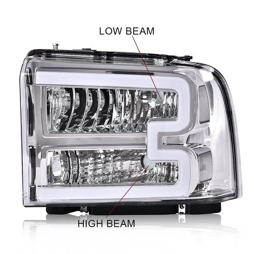Solid Spare Clear Corner Headlights w/ LED DRL Fit For 2005-2007 Ford F250 F350 Super Duty