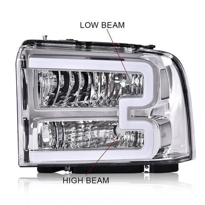 Solid Spare Clear Corner Headlights w/ LED DRL Fit For 2005-2007 Ford F250 F350 Super Duty
