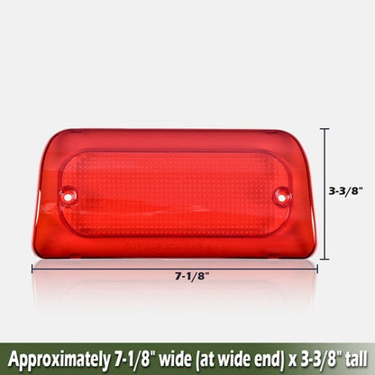 Solid Spare High 3rd Brake Light Lens Red Fit For 94-04 Chevy S10 GMC Sonoma Reg Or Crew Cab