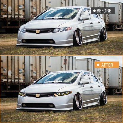 Full LED Headlights For Honda Civic 2006-2011 Sequential Headlamp Assembly Pair