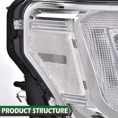 Solid Spare Fit For 09-14 Ford F-150 Dual LED Projector Chrome Headlights Left+Right