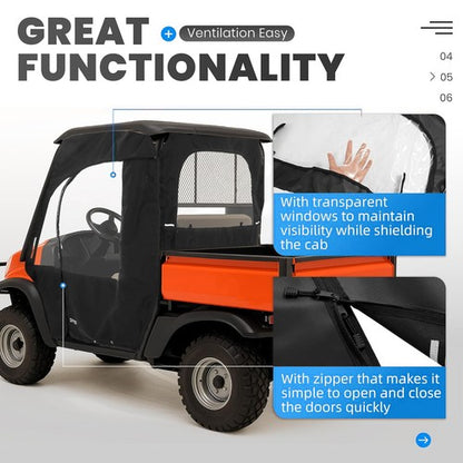 Solid Spare PVC Soft Doors Cab Enclosure & Rear Window For Kubota RTV400 RTV450 2008-2021