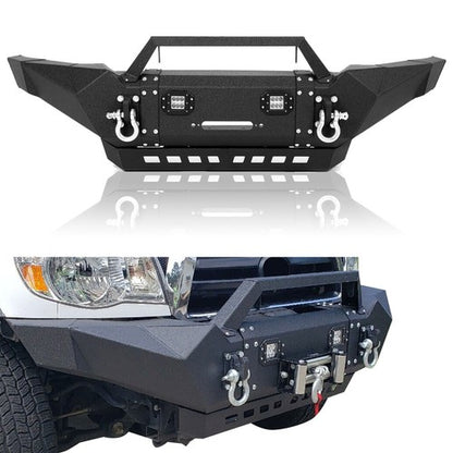 Solid Spare For Toyota Tacoma 2005-15 Front Bumper Steel w/Winch Plate&LED Lights&Skid Plate