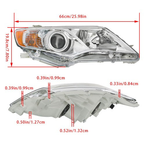 Solid Spare Front Headlights Assembly Fit For Toyota Camry 2012-2014 LH + RH Pair Clear Lens