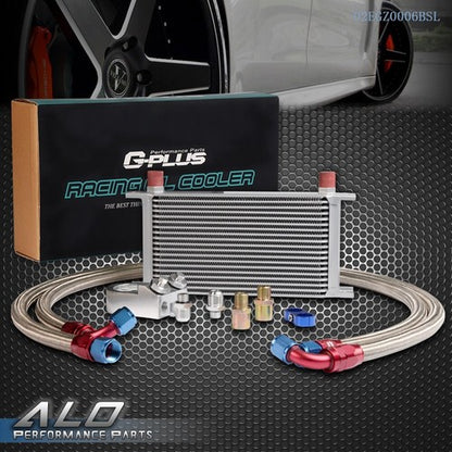 Solid Spare New Universal 19 Row 10AN Aluminum Engine Oil Cooler + Filter Sandwich Adapter