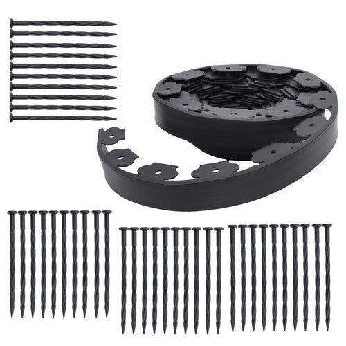 Solid Spare Lawn Border L-shaped Lawn Garden Edging Kit 40FT With 40Pcs Anchoring Spikes