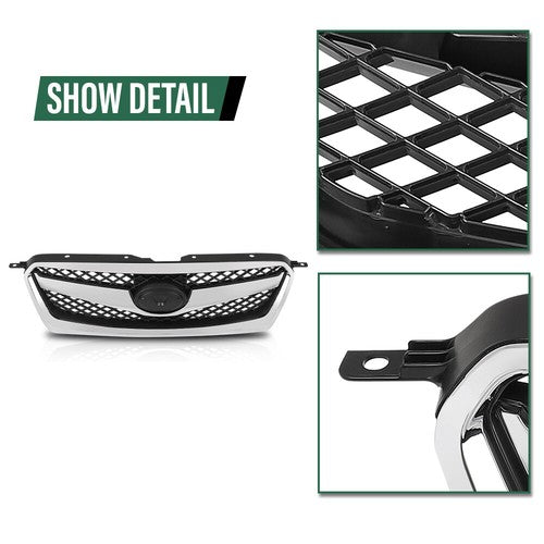 Solid Spare Fit For 2010-2012 Subaru Legacy Front Bumper Upper Grille Grill Black Chrome